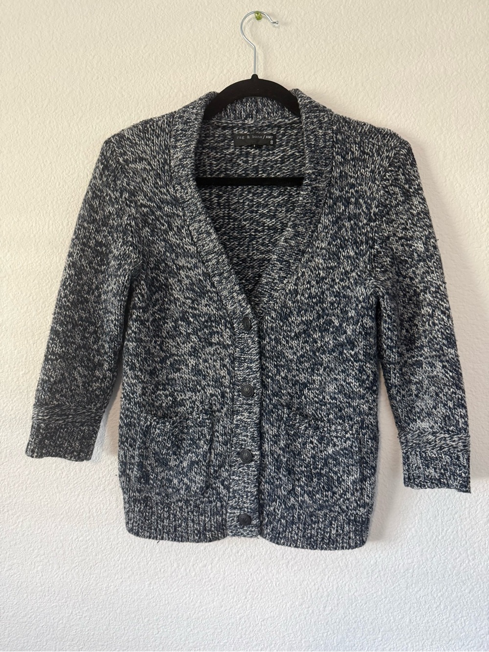 rag & bone Black and White Marled Knit Cardigan